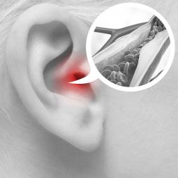 Ухо и иллюстрация суженного сосуда — нарушено кровообращение